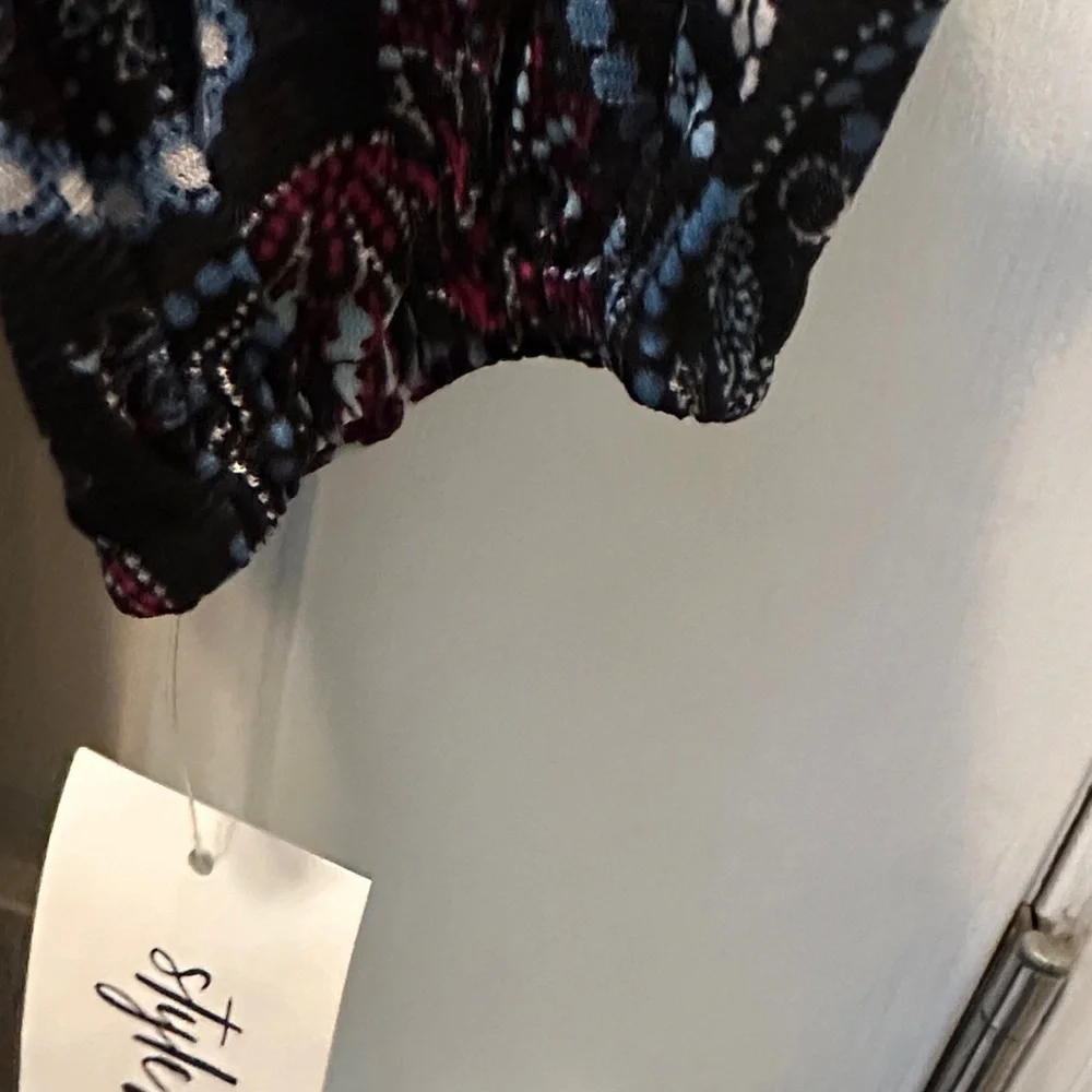Style & Co. Black and Blue Long Sleeve Paisley Print Dress Size M - Picture 7 of 9